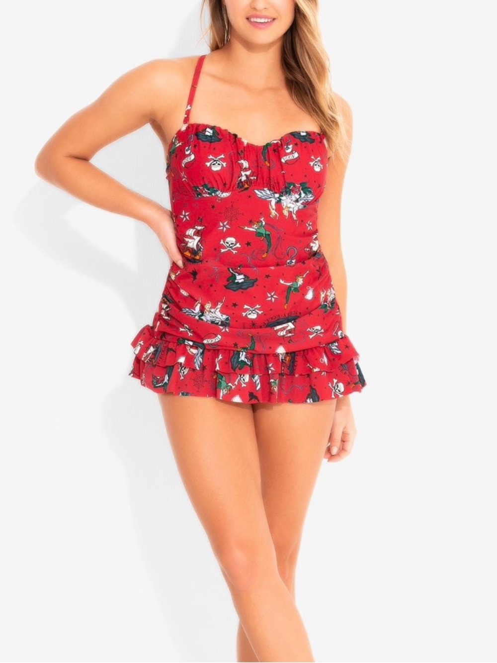 Disney Red Peter Pan Pirate One-Piece Swimdress 2XL